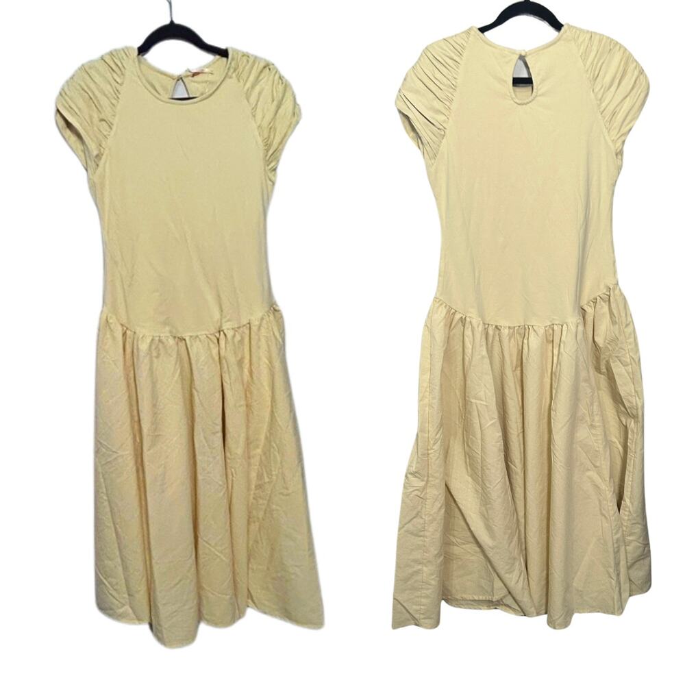 NEW Free People Afternoon Elegance Midi Dress Butter Yellow Large Fairy Dainty